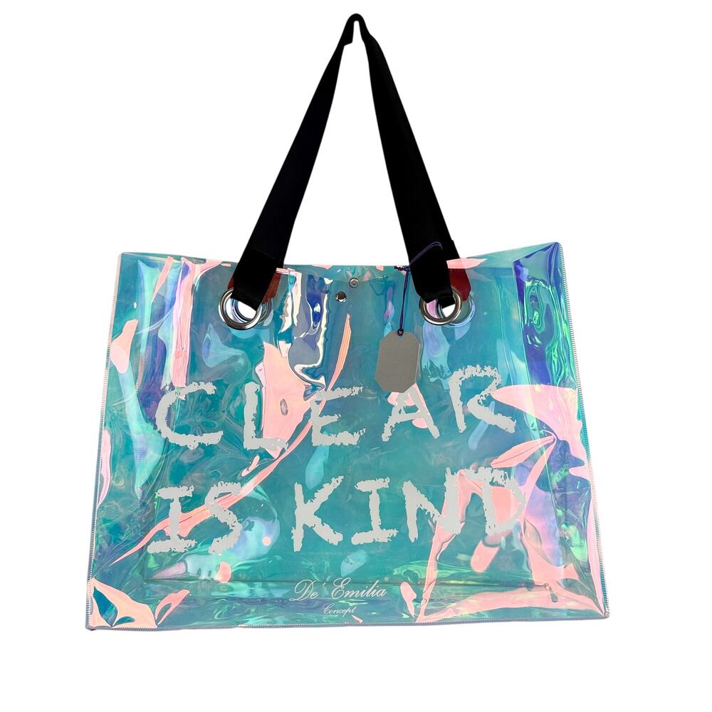 De’Emilia Concept XL Beach Holographic Iridescent Tote Bag Clear Is Kind